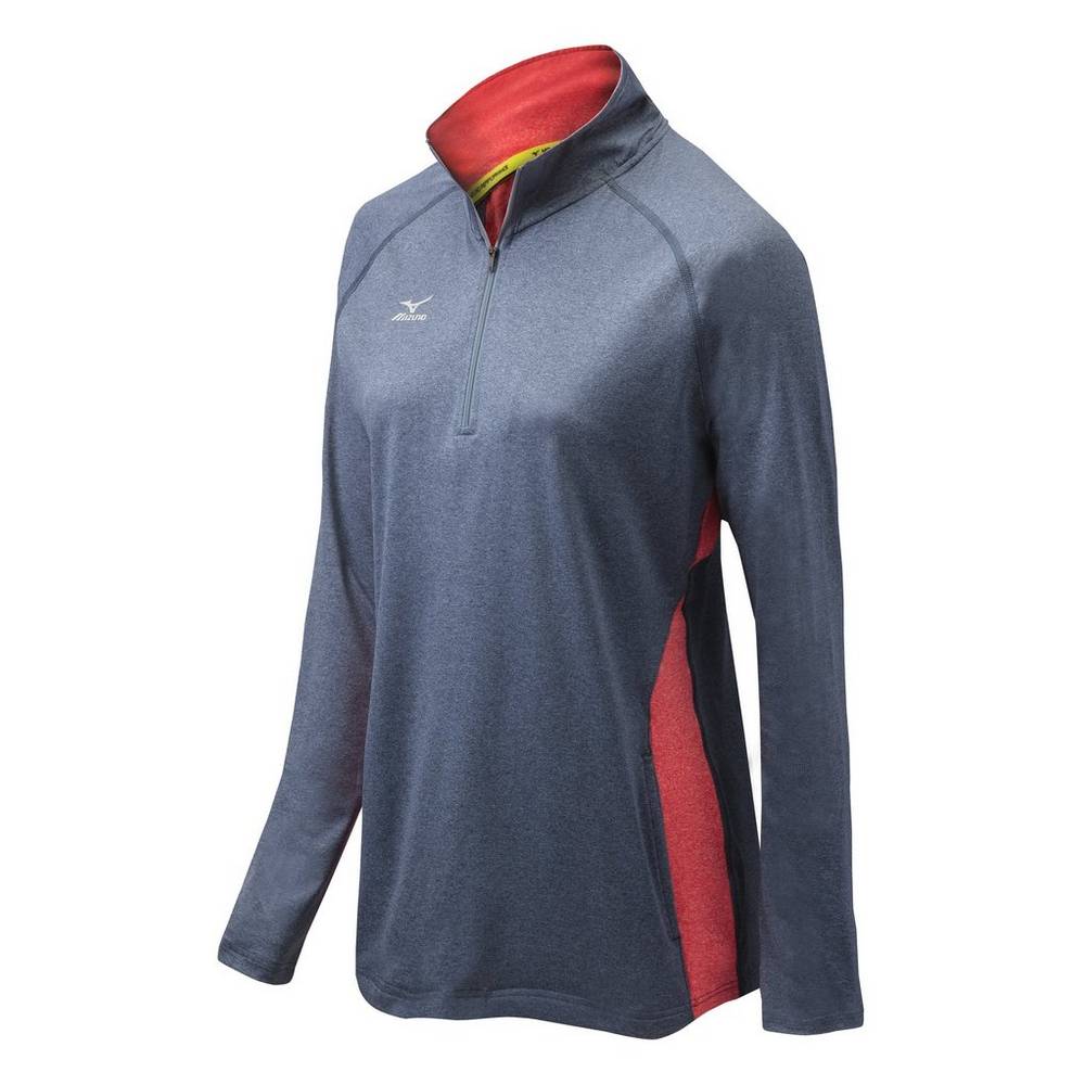 Mizuno Women's Fire 1/2 Zip Jacket Navy/Red (440573-MXR)